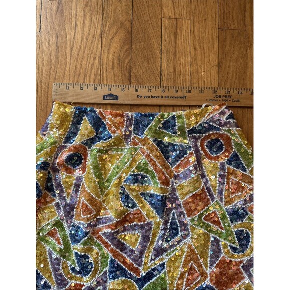 Vtg Seguin Skirt 6 Mosaic Geometric Bright Colorful Artsy Designer Eras - Picture 4 of 7